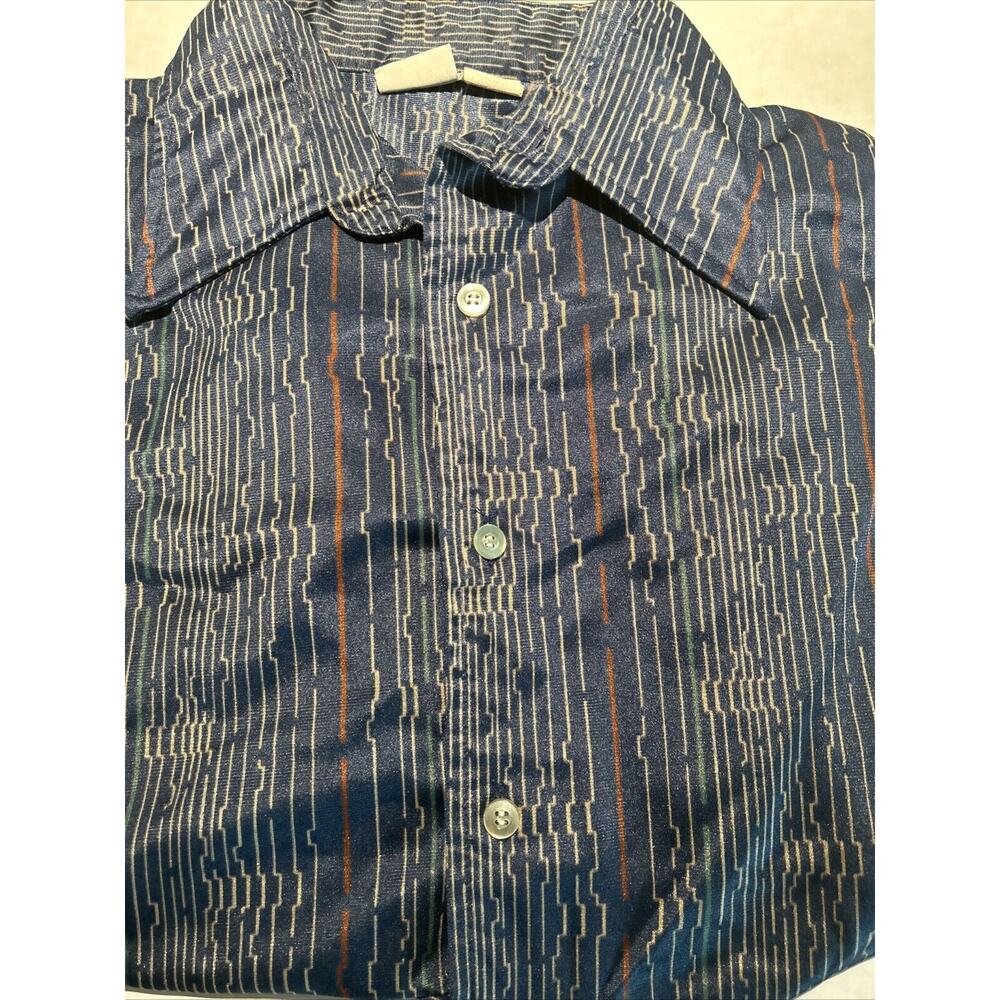 1970 PANATELA LEVI Vintage Wildfire Disco Large Silky Print Collar Shirt Button